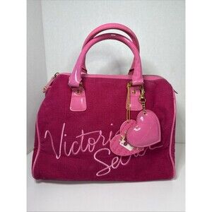 Vtg Y2K Victoria’s Secret Pink Velour Purse 90s Satchel Clueless Velvet Hand Bag